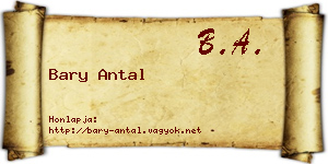 Bary Antal névjegykártya